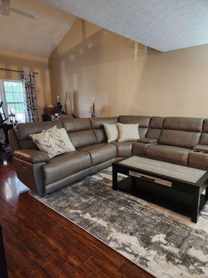 My Madrid leather sectional from Big Sandy Superstore!!