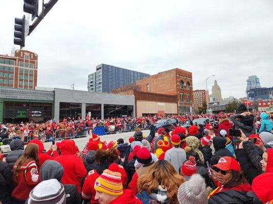 Waiting for the parade to start.