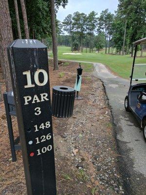 Hole 10 marker.