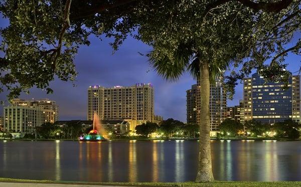 A beautiful picture of our community from Lake Eola; we are located 55 yards from the edge of the lake.