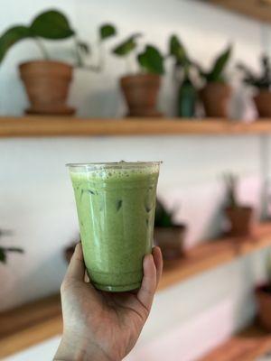 iced matcha with oat milk