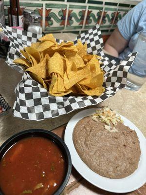 Chips with salsa and beans