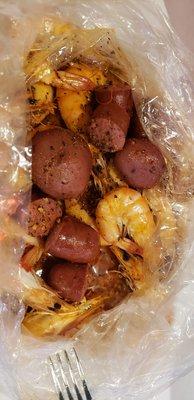 Shrimp, potatoes and sausage