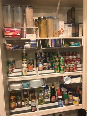 My pantry with my new undershelf baskets