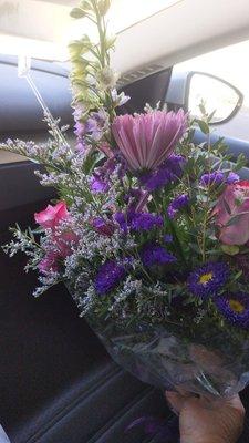 Custom-made small purple bouquet