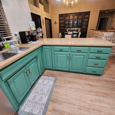 Cabinets in kitchen and dining area updated.