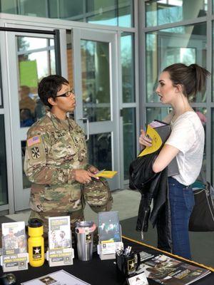 Sergeant First Class Bailey mentoring young adults during ARC's Welcome Day.