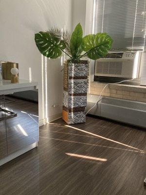 My African safari plant stand I made from zebra foam sheets I got from michaels craft store with an Amazon empty box