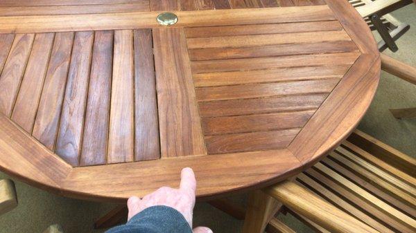 Oiled Teak Patio table with our very own Harbor Teak oil