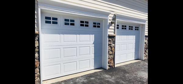 Traditional Style Raised Panel Garage Doors with Windows + Trim