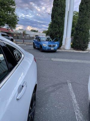 Smashed car halfway in a parking spot for 2 nights.