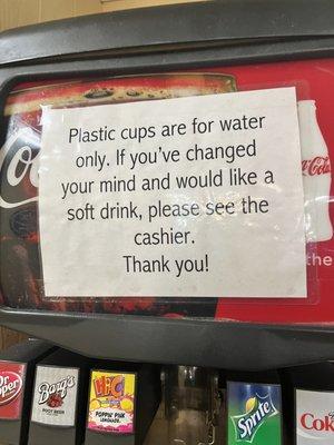 Suggestion "Please kindly be advised the sodas are extra. We would be happy to assist you with the purchase of these items."