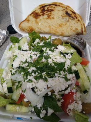 Greek Salad with freshly baked pita bread