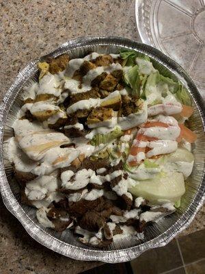 Chicken and Gyro Mix over Rice Platter