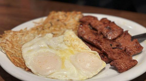 portuguese sausage, eggs and hash browns