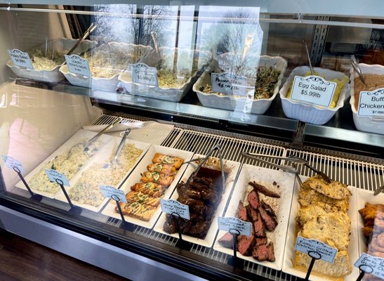 Some Prepared foods at deli and sandwich counter