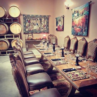 Their gorgeous barrel room being used for a private event.