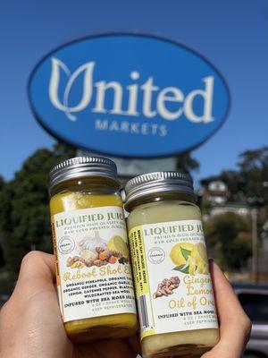 You can shop our juices at United markets in San Anselmo! Reboot elixir and ginger lemon oregano shots!