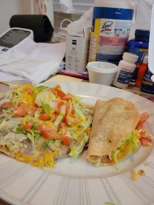 Shredded Beef Taco & Bean Tostada with Tomatoes Added