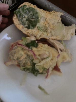 Veggies thrown on sandwich