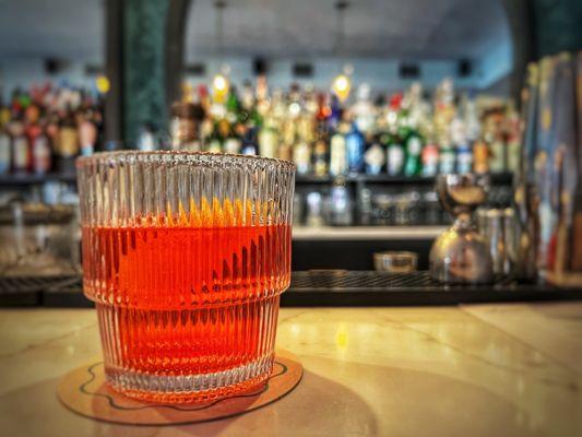 House Negroni $13 elena london dry gin, campari, mulassano rosso vermouth