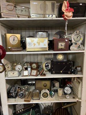 vintage clocks in The Odditorium