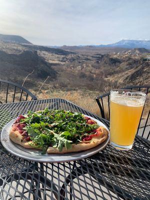 Bert pizza and view from the deck