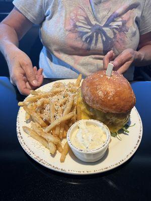 The Tap Club Burger with Truffle Fries