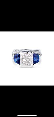 Custom Diamond & Sapphire Platinum Ring