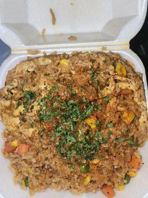 Cajun rice. It was hot, and very salty. I tasted no cajun seasoning at all.