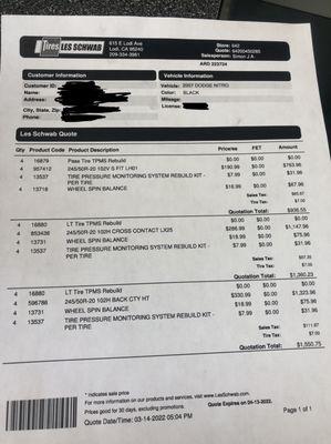 Scam, four new tires for a simple tire valve replacement.