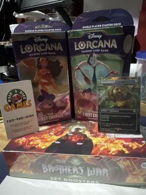 2 Disney Lorcana Chapter Starter Deck  1 The Brothers War Set Booter Box 1 MTG  LTR Lorien Brooch