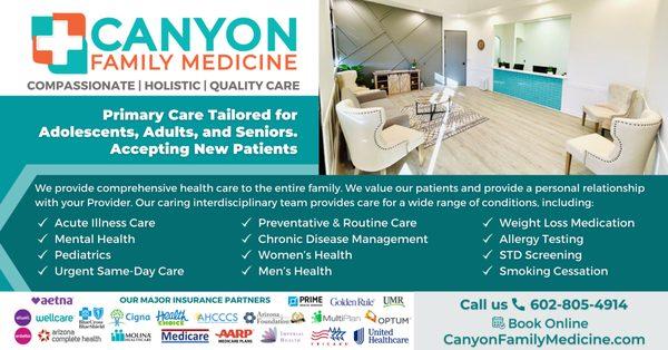 Canyon Family Medicine is a top rated Primary Care clinic that is dedicated to treating the individual as a "whole" person.