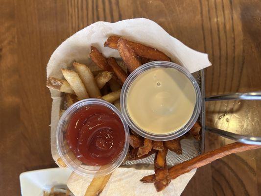 Mixed Basket of Russet and Sweet Potato Fries