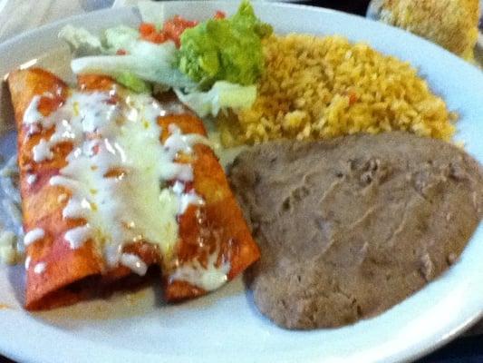 The chicken enchilada plate was great