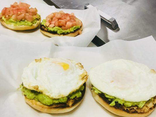 breakfast toasted bread with avocado and egg