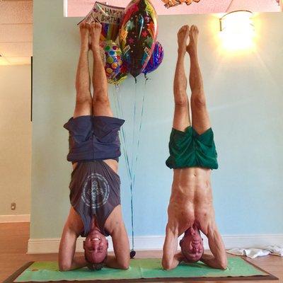 Todd celebrates Bob's (his father's) 70 Birthday with some headstands. :)