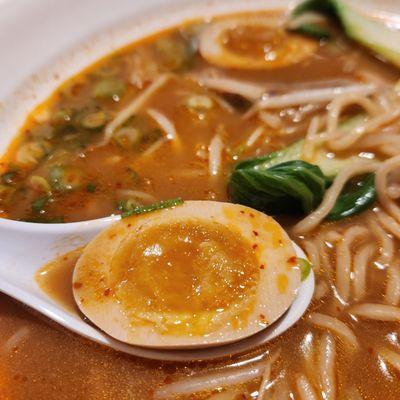 Spicy Miso Ramen - Hard boiled egg was room temperature.