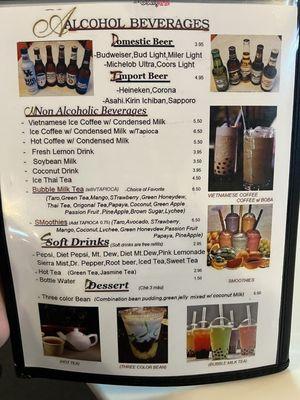 Drink menu