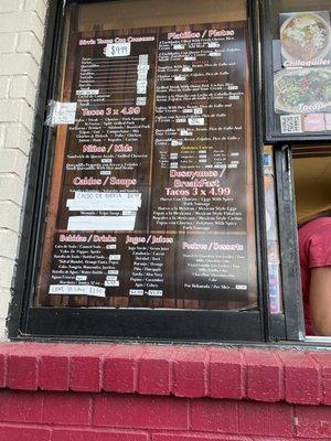 Drive thru menu