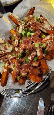 Loaded sweet potato fries. Not my thing