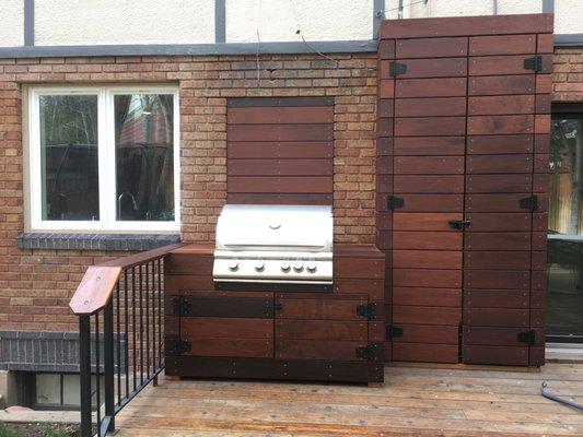 Custom built Ipe BBQ station and storage cabinet.