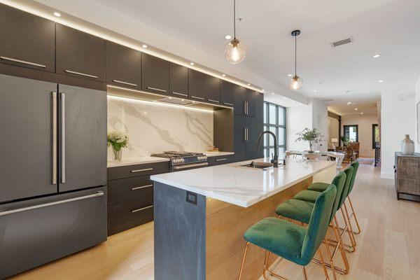 Penthouse kitchen in full house renovation by All Eco Design Center. "The Steel House"