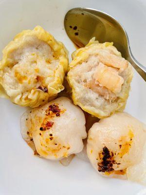 Pork & shrimp shu mai & shrimp dumplings - They have good dim sum items here, good sauces too. My two favorites. :)