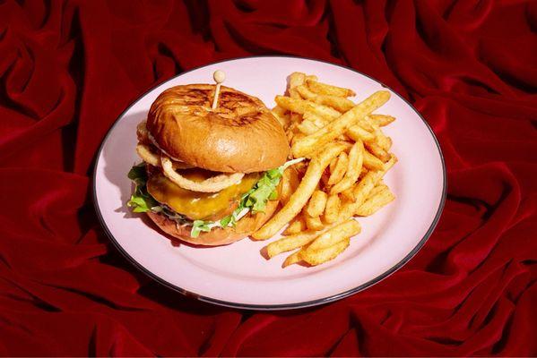 The sophisticated Classical Cheeseburger and French fries.