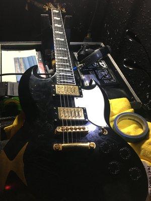 Lars Frederiksen's ESP Getting Ready for a setup before he hits the stage