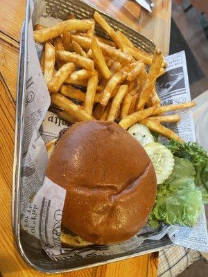 Hamburger and fries