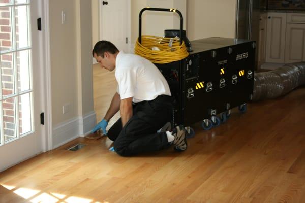 Our technicians inspect each return and supply line for any debris which may need to be removed by hand before cleaning.