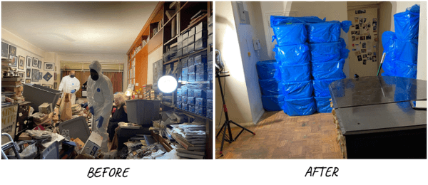 Before / after of our team performing bed bug preparation and decluttering in a NY apartment.