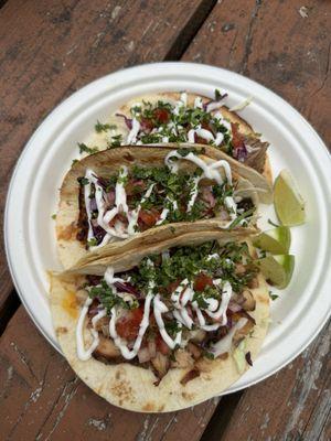 3 for $11  Kalua Pork Taco Grilled Chicken Taco Grilled Mahi-mahi Taco